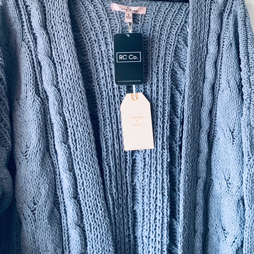 *NWT* Steel Blue Chunky Cable Cardigan - Picture 3 of 5